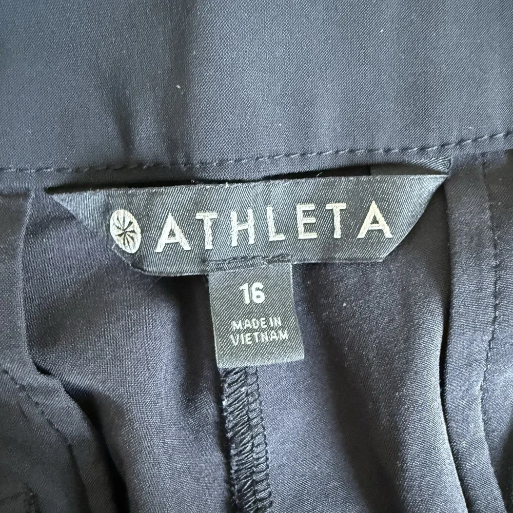 Athleta Womens 16 Black Gramercy Park Trouser Wide Leg Pants Ankle Snaps Bottoms - Picture 6 of 10